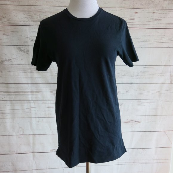 Theory Black Cotton Blend Short Sleeve Tee Shirt Top - Size Small - Picture 2 of 5